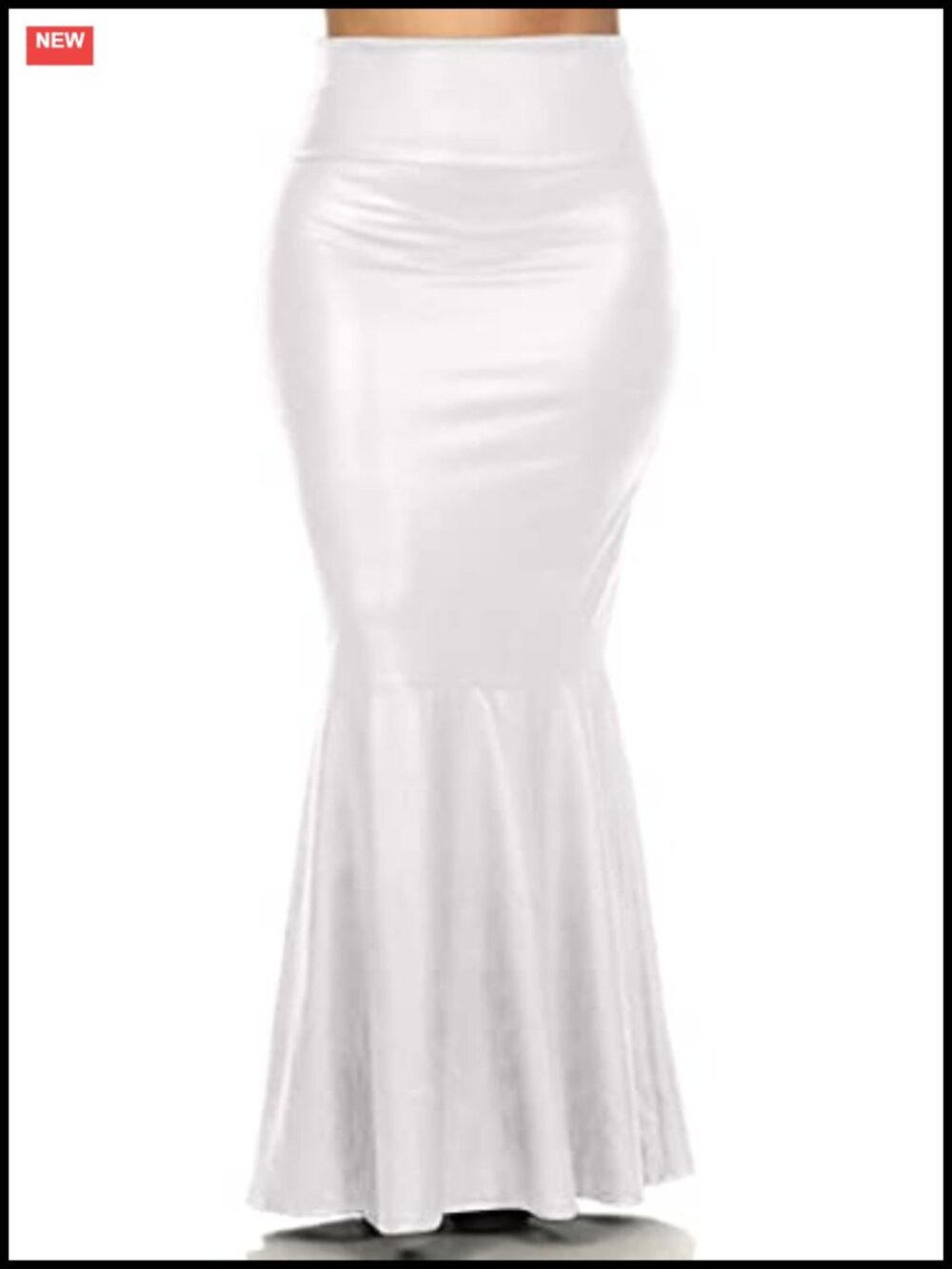 Plus Size Faux Leather Pleated High Waist Maxi Mermaid Skirt